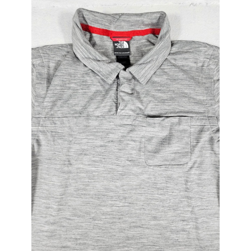 The North Face Mens Merino‎ Wool Blend Polo Shirt Grey Short Sleeve ARNX Large